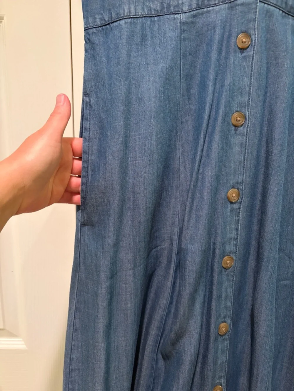 Marine Layer Chambray Blue Button-Front Midi Dress NWOT - Picture 6 of 8